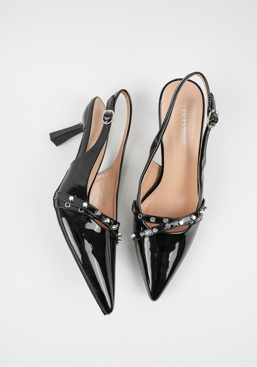 Γυναικεία Γόβα Μαυρη Δερματινη κωδ:6317