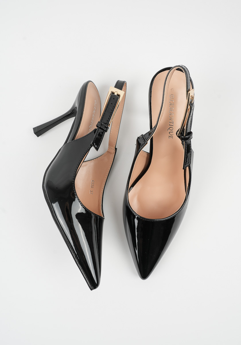 Γυναικεία Γόβα Μαυρη Δερματινη κωδ:6330