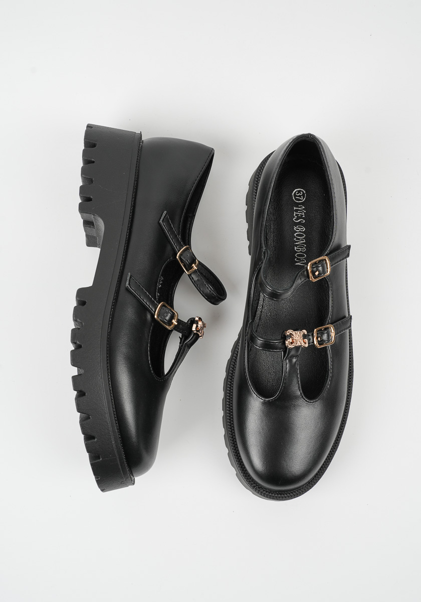 Γυναικεια MARY JANE SHOES Μαυρο δερματίνη κωδικός:636