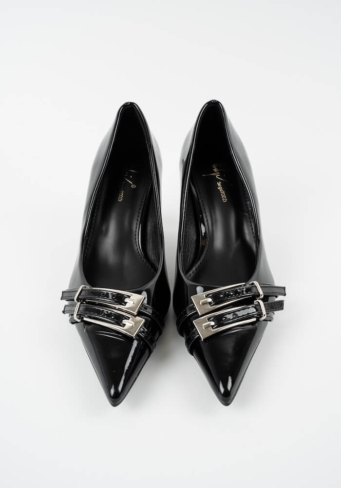 Γυναικεία Γόβα Μαυρη Δερματινη κωδ:88094