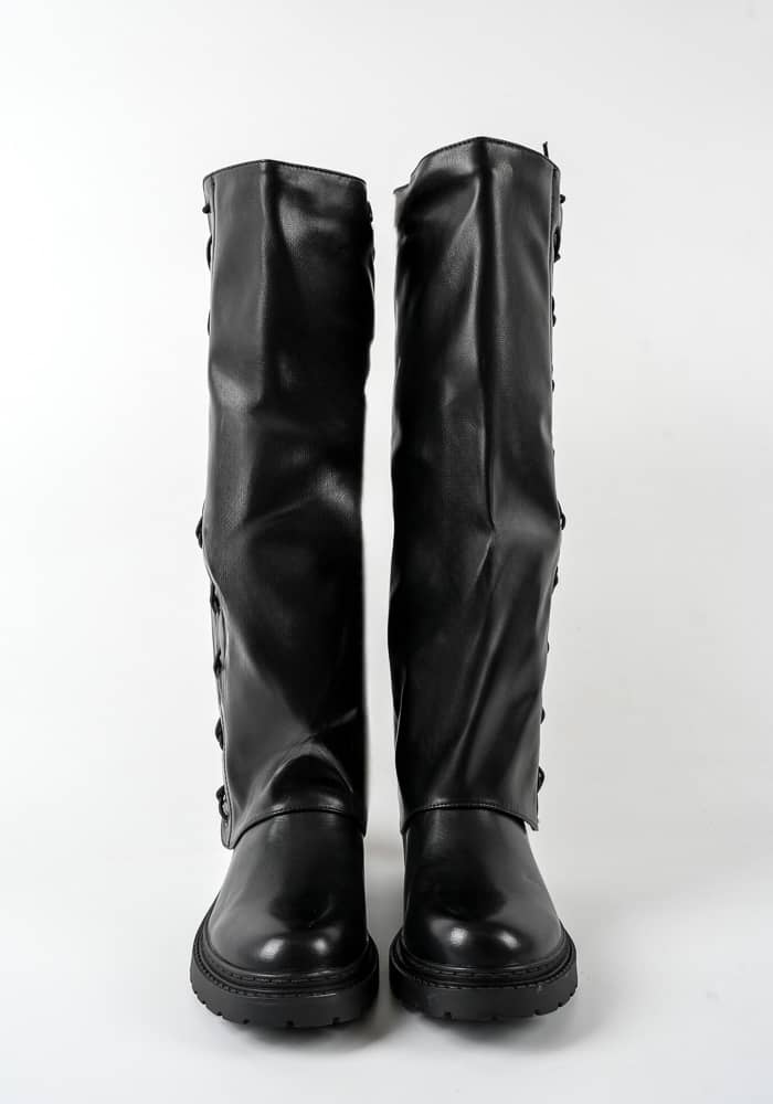 Γυναικεία Μποτα Μαυρη Δερματινη κωδ:YL205-2