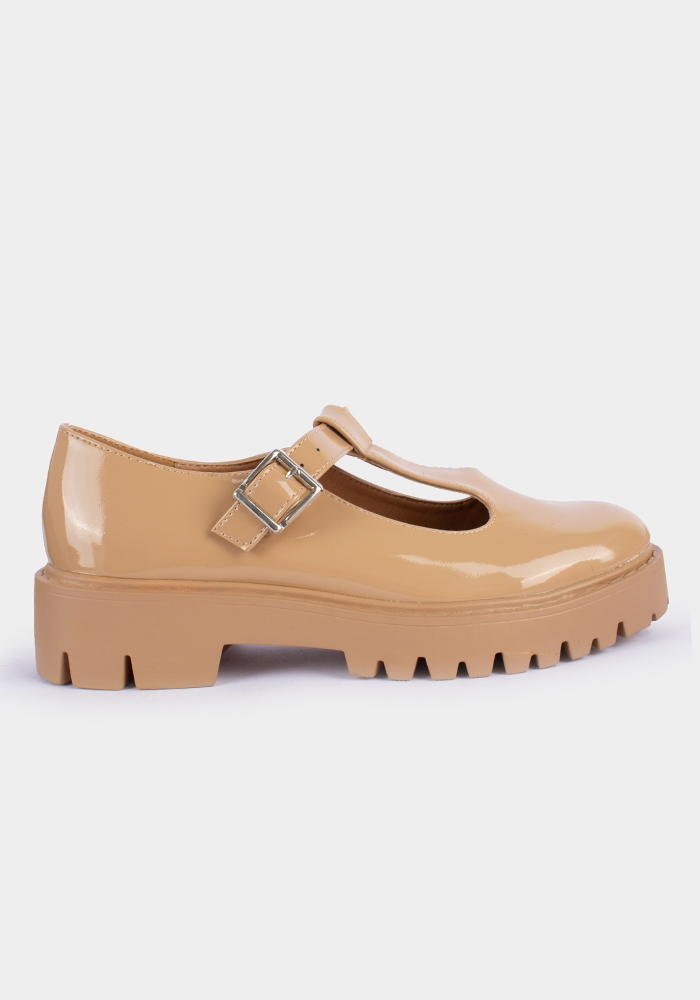 Γυναικεια MARY JANE SHOES Καμελ δερματίνη κωδικός:2722-2