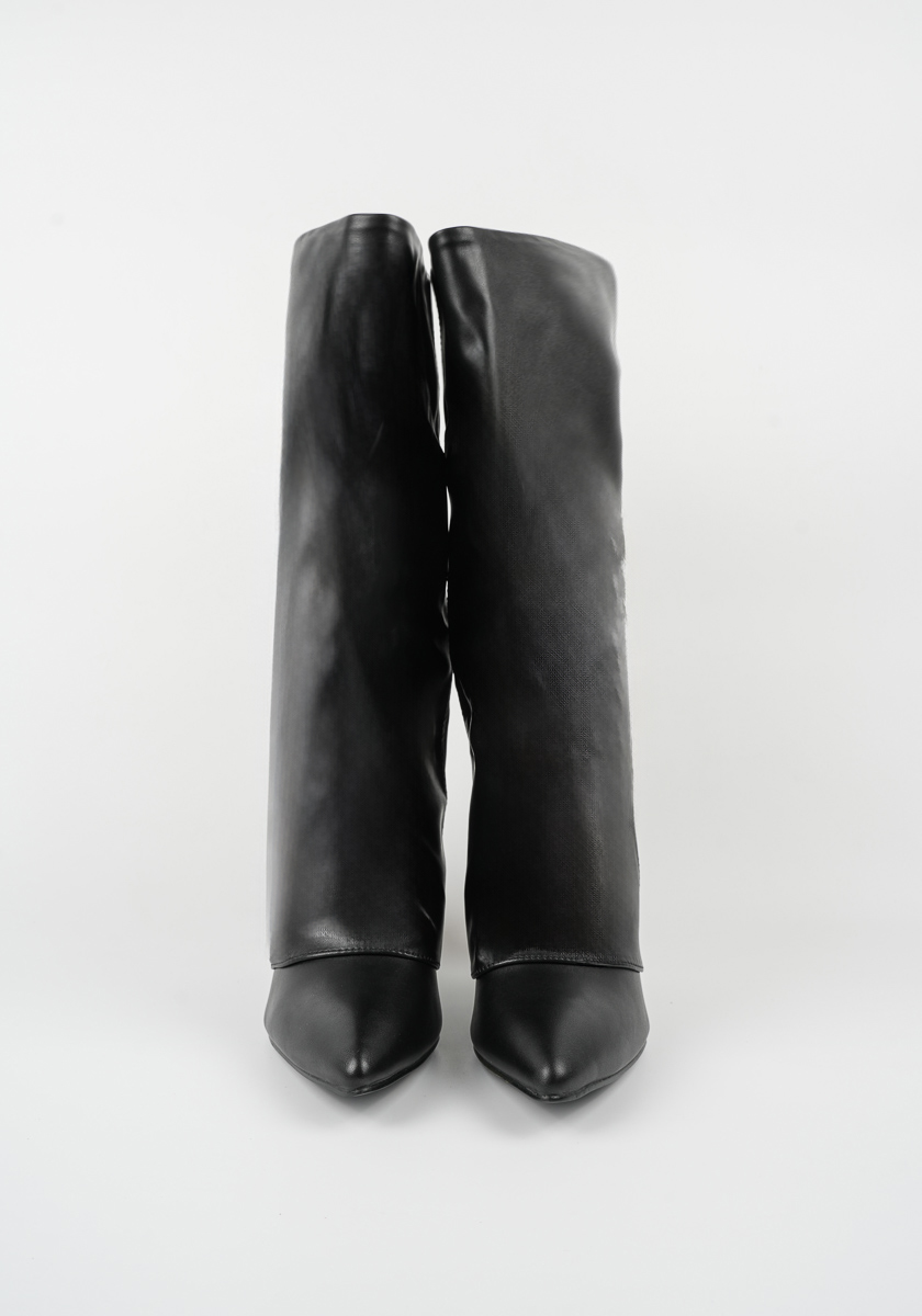 Γυναικεία Μποτα Μαυρη Δερματινη κωδ:H2618