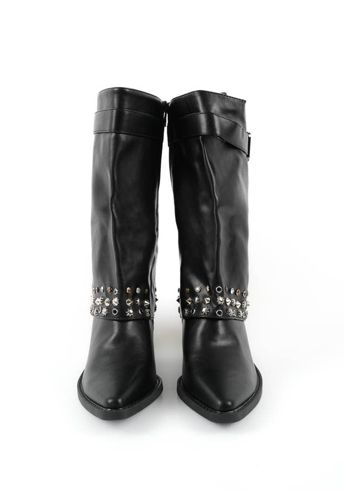 Γυναικείο Μποτάκι με τακούνι Μαυρο Δερματίνη κωδ:JH28002