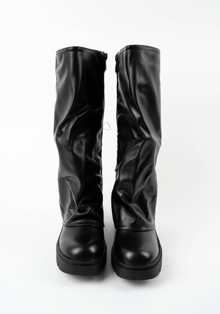 Γυναικεία Μπότα Μαύρη Δερματίνη κωδ:MB59