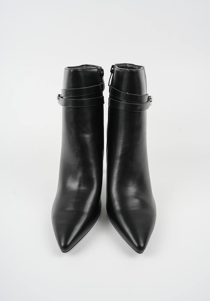 Γυναικείο Μποτάκι με τακούνι Μαυρο Δερματίνη κωδ:MS2125