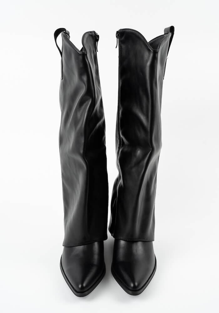 Γυναικεία Μπότα Μαύρη Δερματίνη κωδ:QT07-87PU