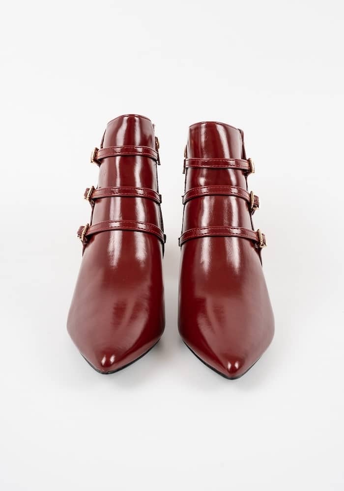 Γυναικείο Μποτάκι με τακούνι Μπορντω κωδ:VB58322