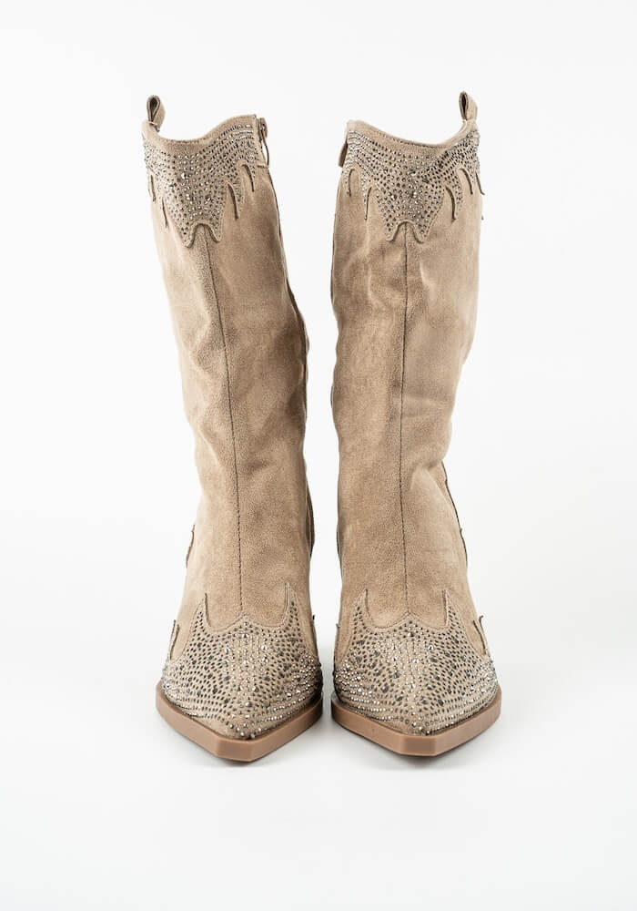 Γυναικείο Μποτακι Χακι Suede κωδ:WS125