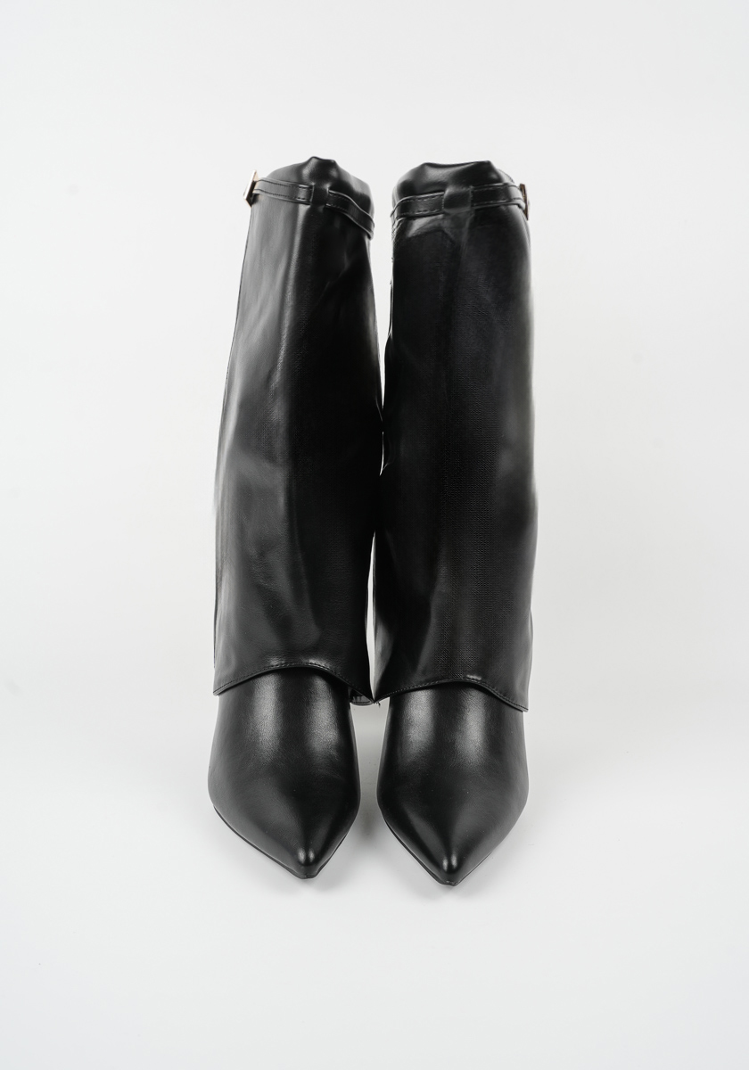 Γυναικείο Μποτάκι με τακούνι Μαυρο Δερματίνη κωδ:X8433