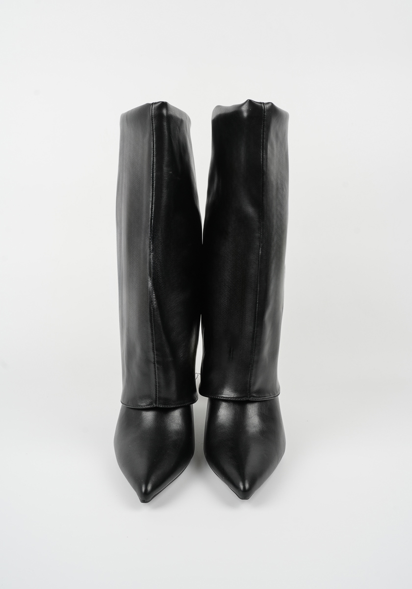 Γυναικείο Μποτάκι με τακούνι Μαυρο Δερματίνη κωδ:X8436